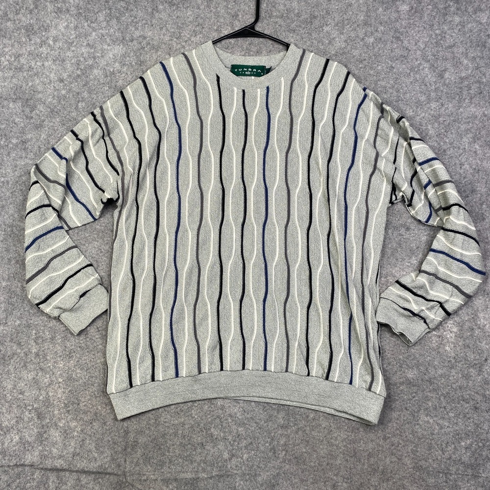 VTG Tundra Mens XL Sweater Multi Color Canada Mercerized Cable Coogi